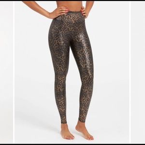 Spanx Faux Leather Leopard Leggings